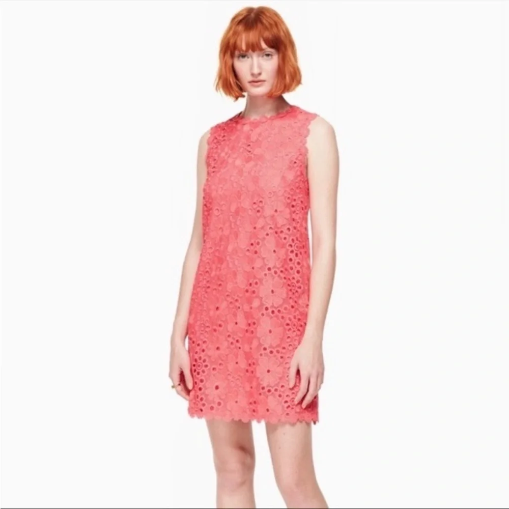 Kate Spade Coral Salmon Lace Shore Thing Shift Dress Size 2
